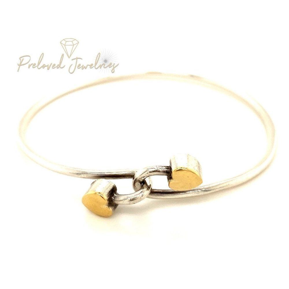T&Co. Two-Tone Double Heart‎ Hook-On Bracelet